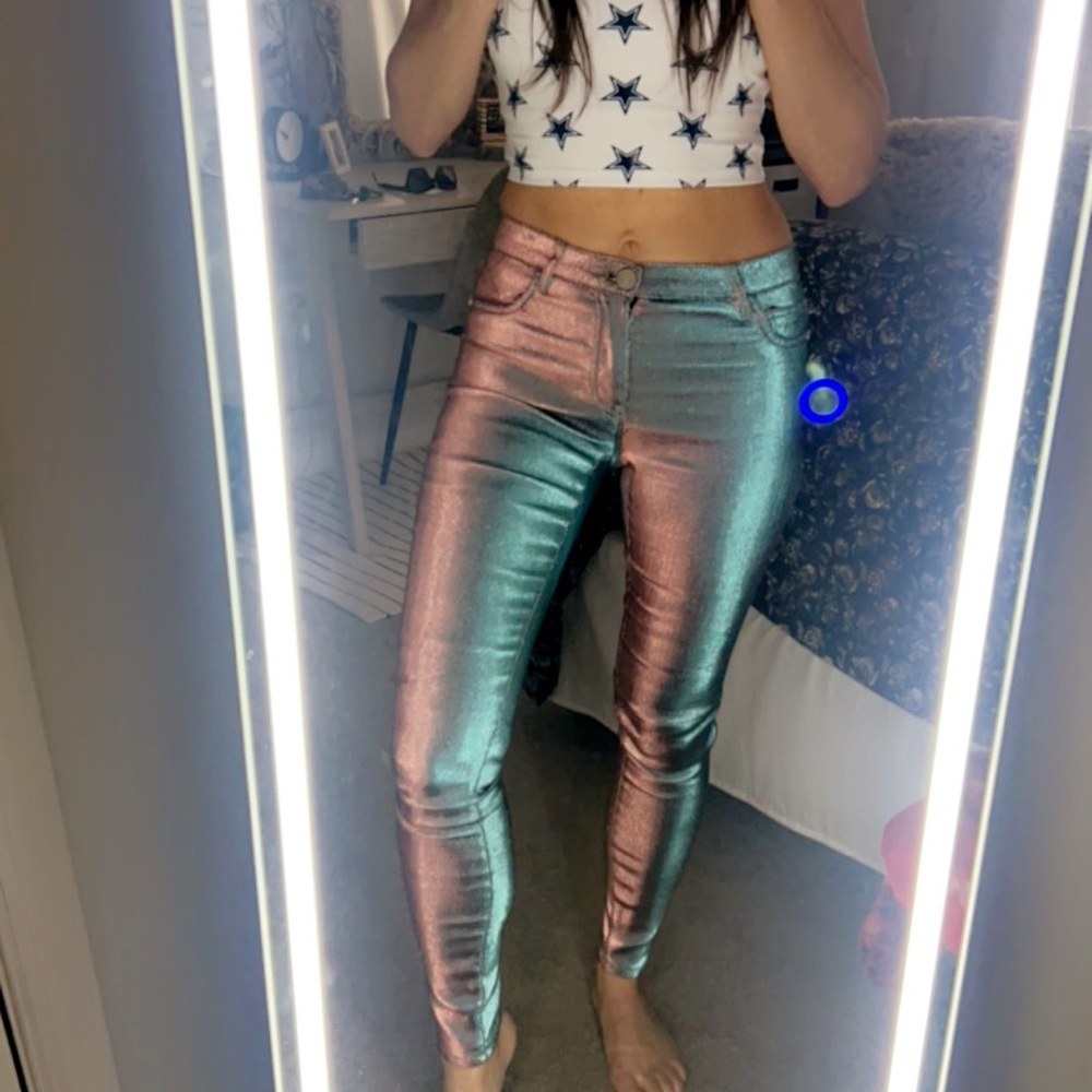 Chanel Metallic Multicolor Skinny Jeans